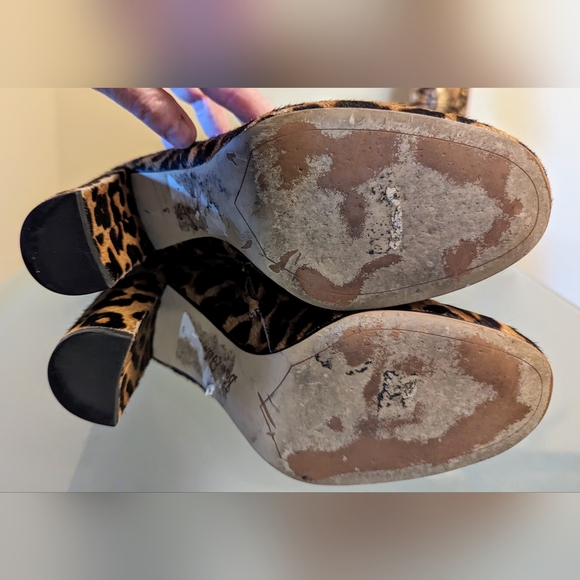 SAM EDELMAN "CAMBELL" Cheetah Leopard Print Calf Fur Ankle Boots SZ 8 - Picture 6 of 8